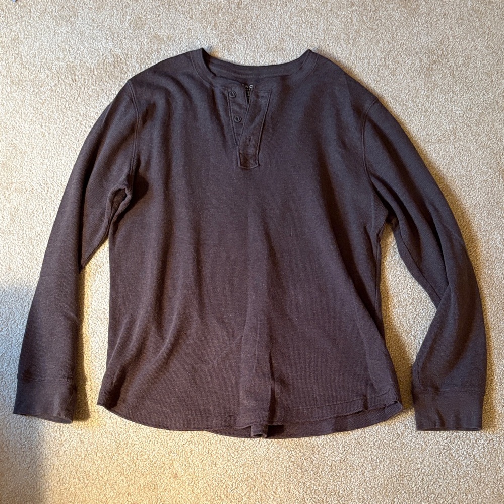 Sonoma large Men's Chocolate Long Sleeve Henley